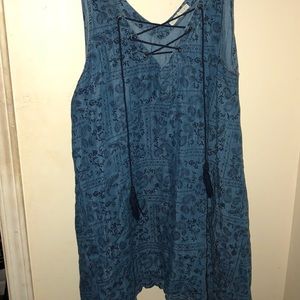 Denim-Paisley Tunic/mini Dress